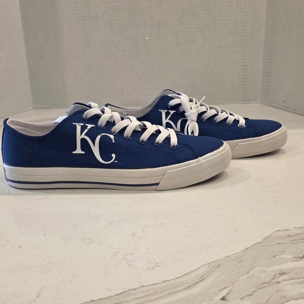 Kansas City Royals MLB Canvas Sneakers Blue KC Logo M8‎ W9.5 Row One  Baseball